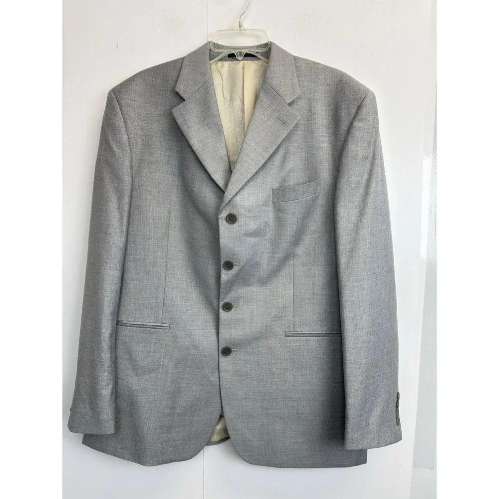 Vintage FUBU The Collection‎ Blazer 42R Grey Y2K Hip Hop Suit Jacket 4 Buttons